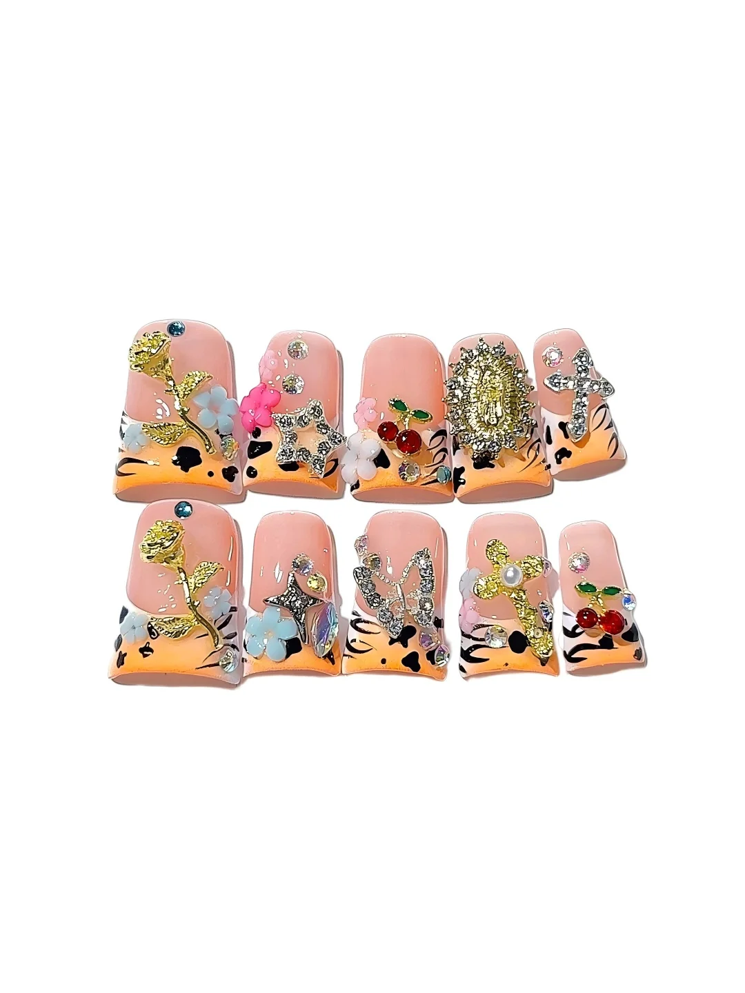 

French-Style Gradient Polka Dot Rhinestone Light Luxury Aristocratic Fashion Nail Art (L246)