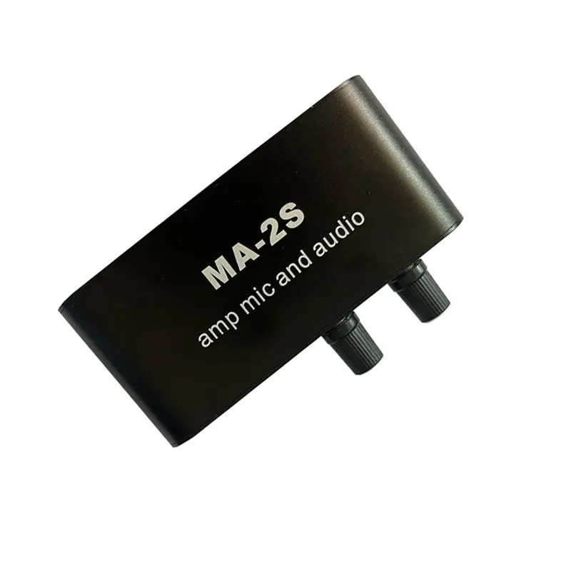 2X 6.5Mm Dynamic Microphone 3.5Mm Condenser Microphone Headphone Amplifier Audio Preamplifier Mixing Board MA-2S