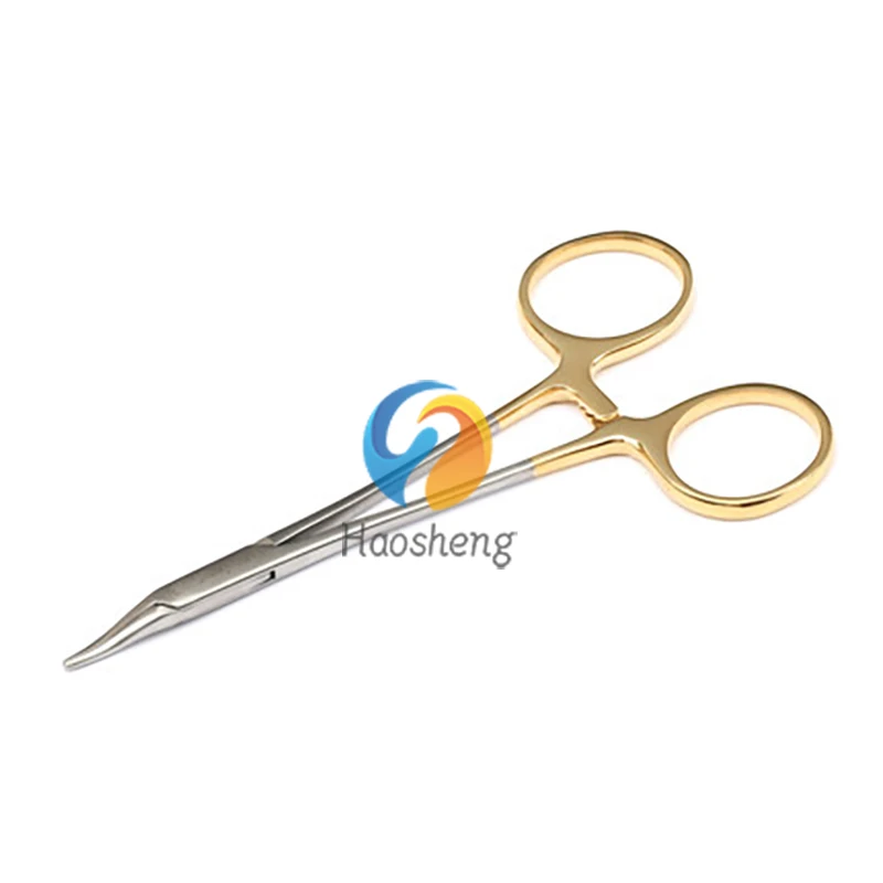 Suporte nasal curvado punho do ouro agulha, instrumentos médicos do rinoplasty, 12,5 cm