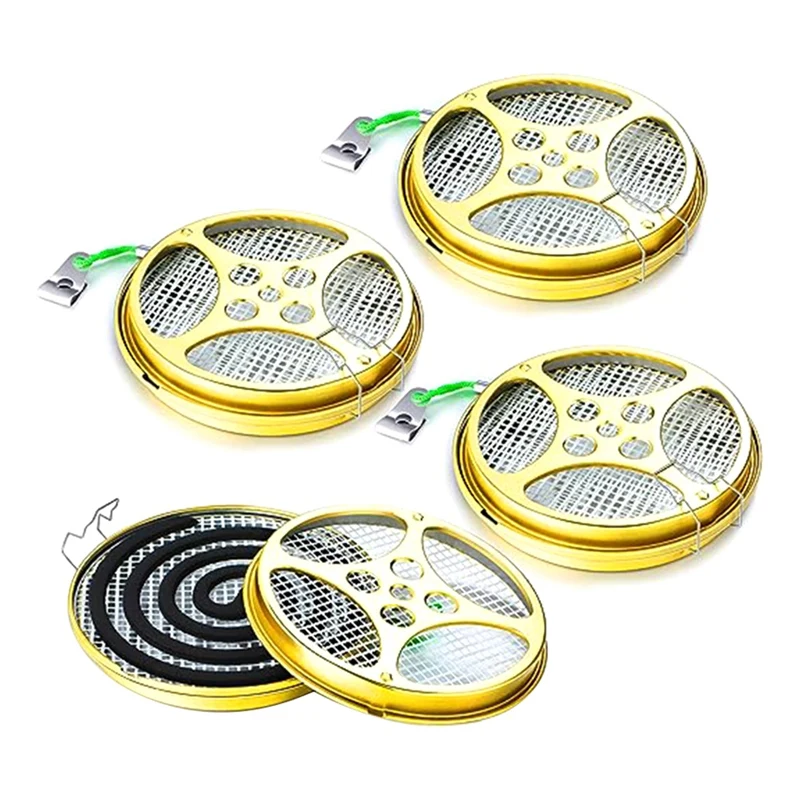 

Portable Mosquito Coil Holder-Mosquito Coil & Incense Burner For Outdoor Use,Pool Side,Patio,Deck,Camping,Hiking,Etc, Gold A