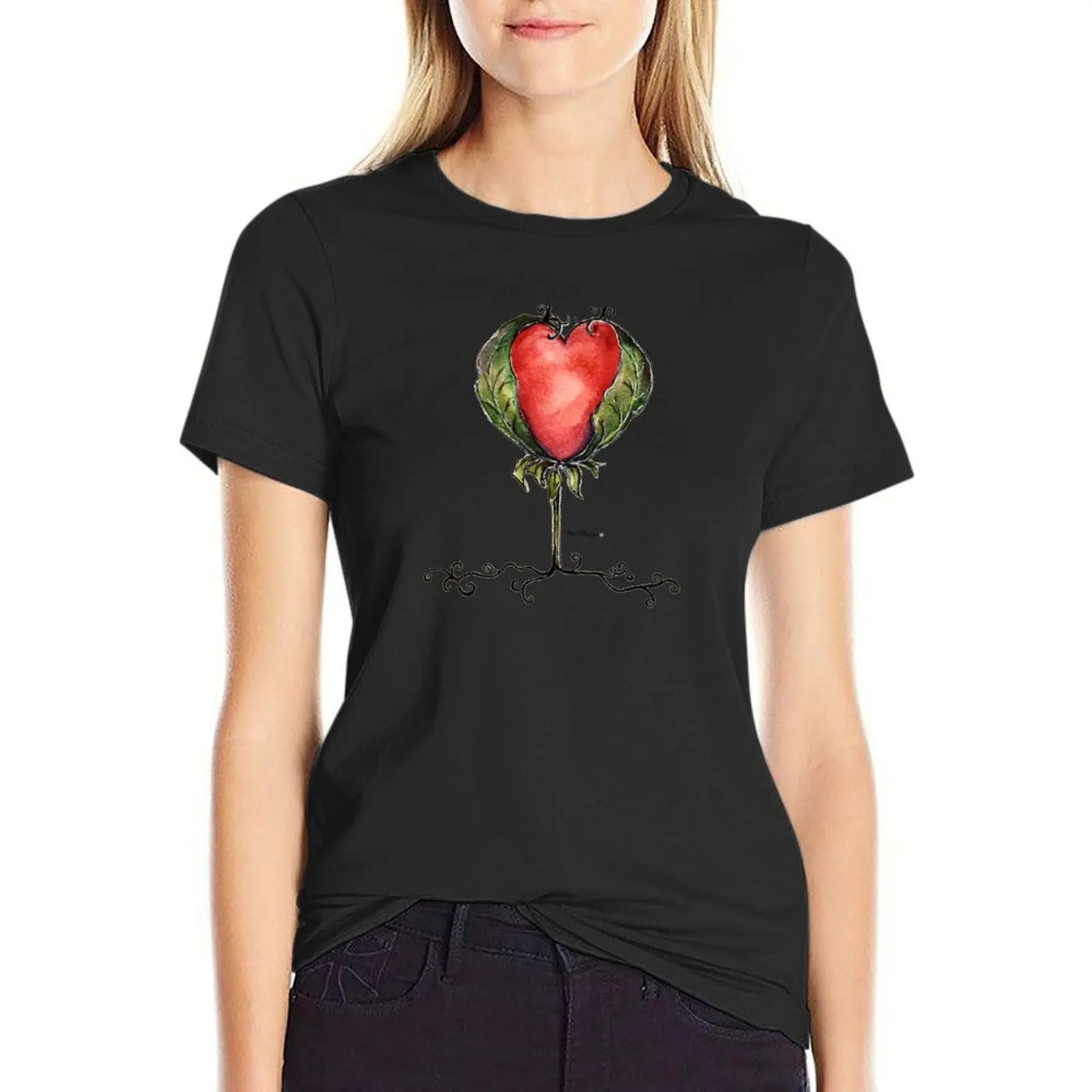 Eigentijdse Hart Kunst Aquarel T-Shirt Vrouwelijke Zomer Kleding T-Shirts Voor Vrouwen Grafische T-Shirts Grappig