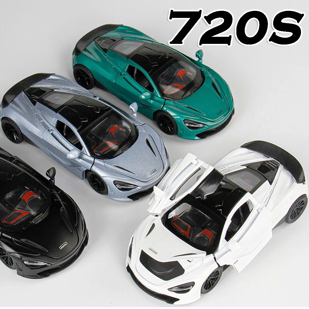 1:32 720S 765LT 슈퍼카 모델 장난감 합금 다이캐스트 미니어처 스포츠카 사운드 라이트 도어 오픈 풀백 장식 모델 선물