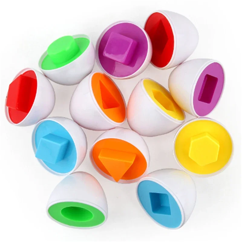 6/12PCS Infant Matching Eggs Montessori Educational Toys For Children Color Shape Recognize Toddler Intelligent Learning Puzzle