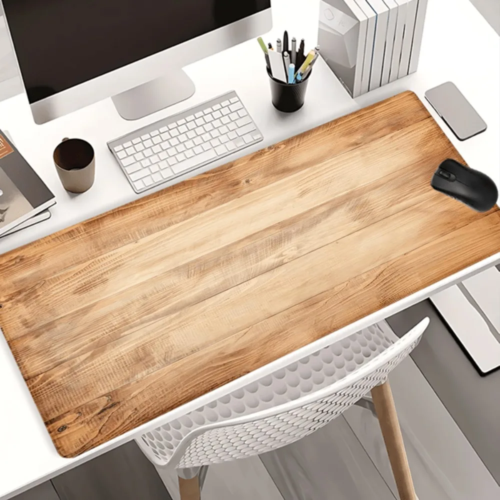 

Large-sized natural wood grain pattern mouse pad with an anti-slip rubber base is durable and suitable for home and office use