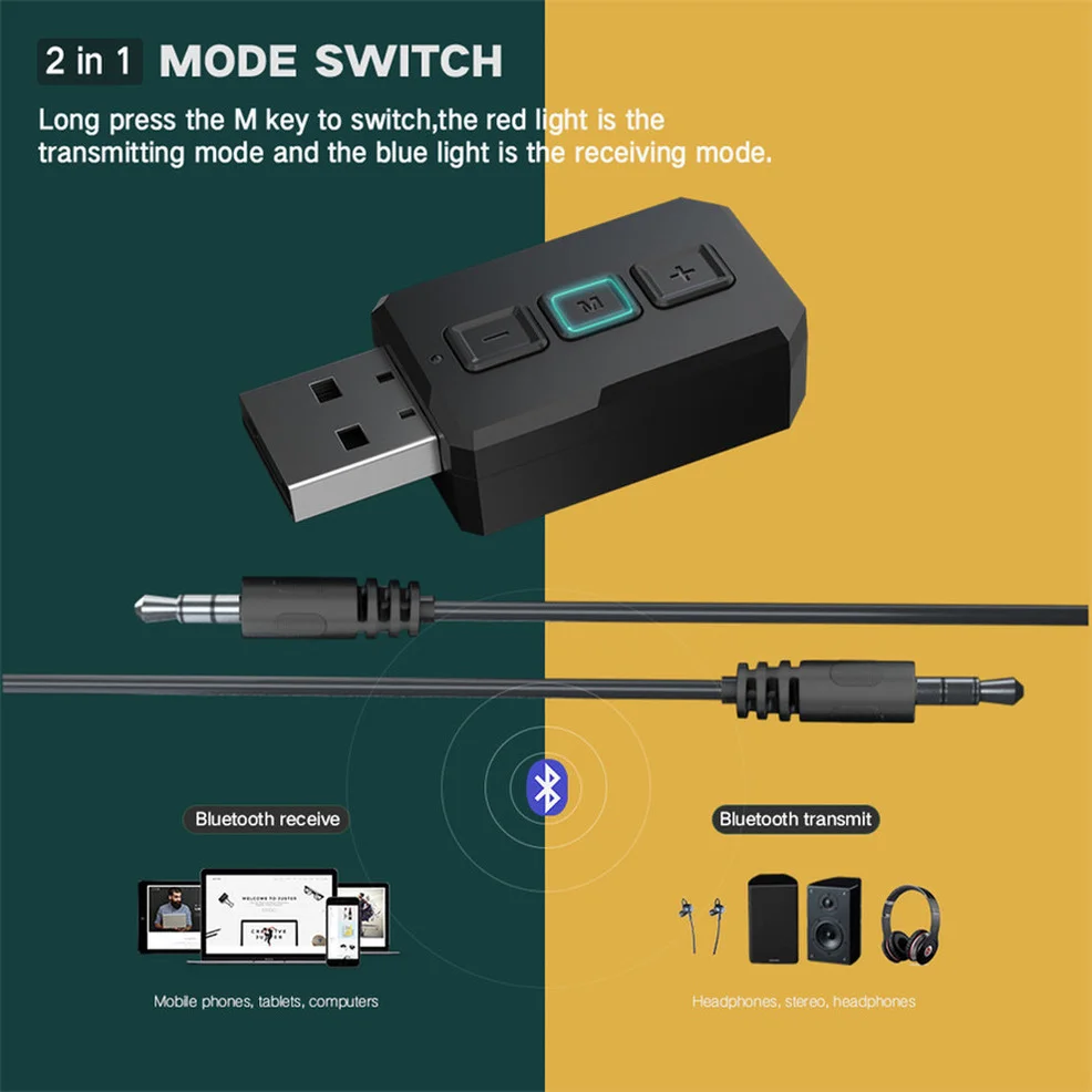 2 In1 USB Wireless Bluetooth Adapter Bluetooth 5,0 Transmiter für Computer TV Laptop Lautsprecher Headset Adapter Bluetooth Empfänger