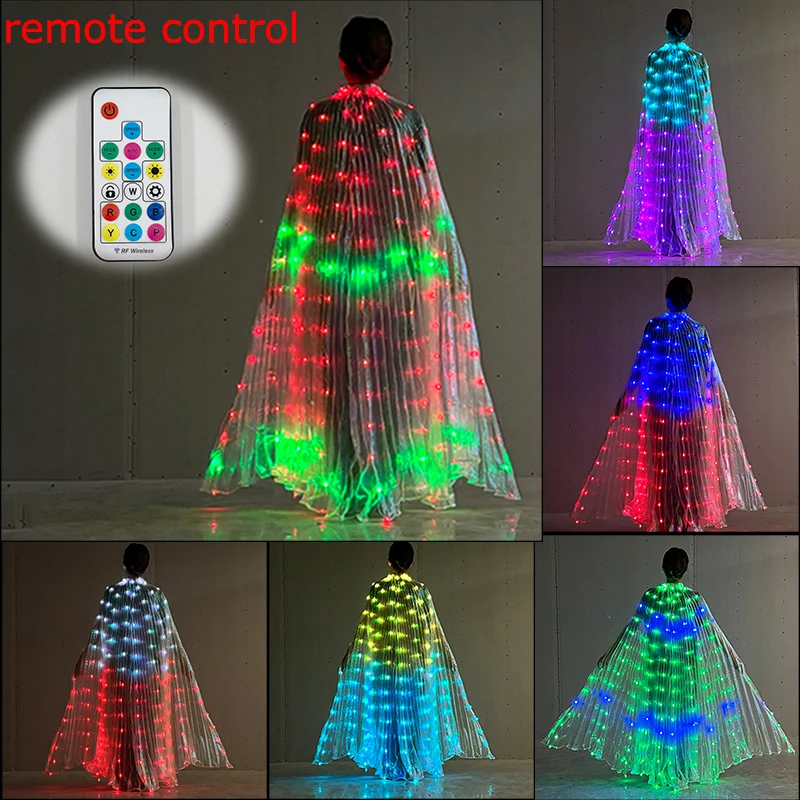 Remote Control Colorful LED Wings Belly Dance Performance Prop Women Dance Accessories Costume LED Butterfly Wings with Stick