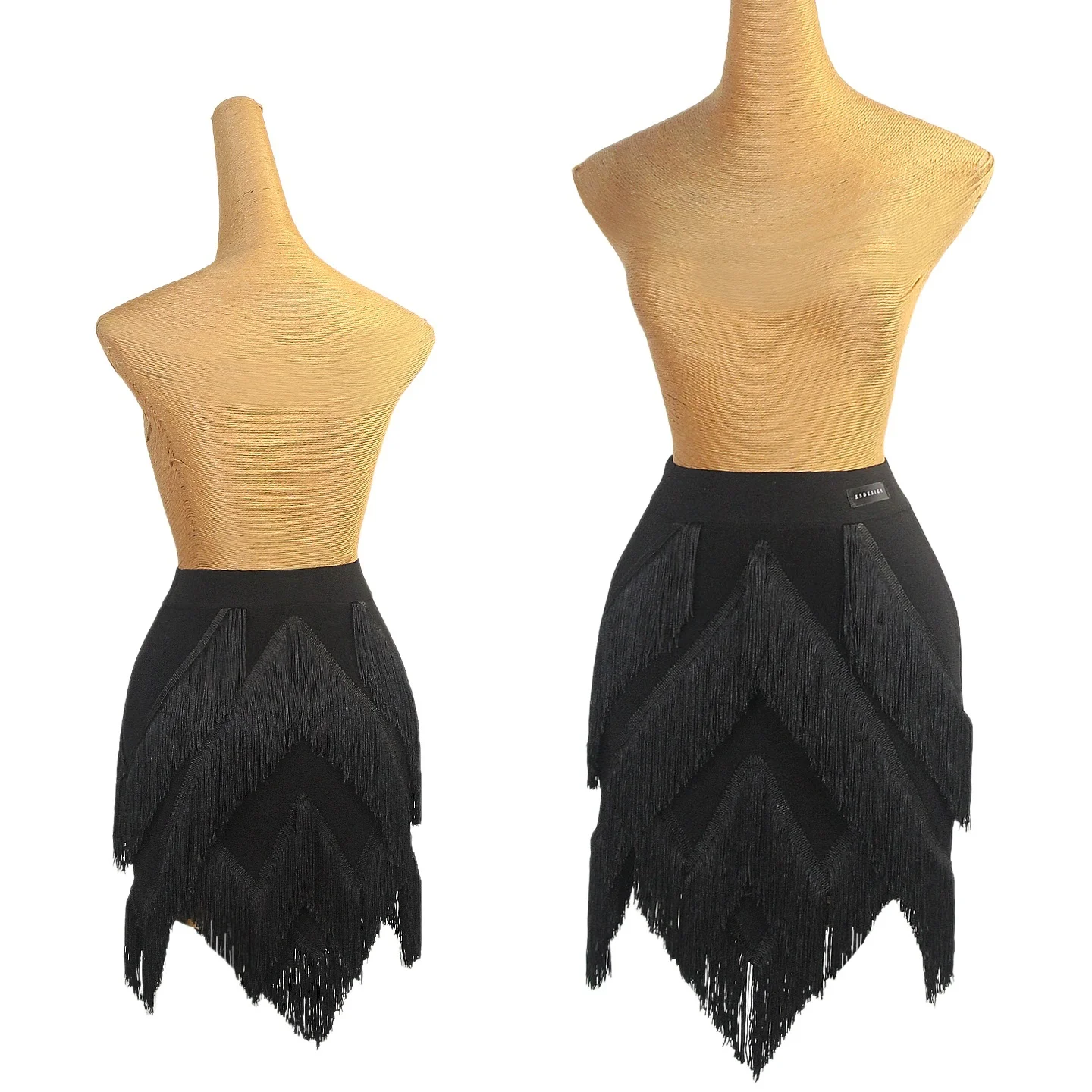 

2026 Юбка для латинских танцев с кисточками, женская тренировочная одежда, танцевальная одежда для румбы, ча-ча, самбы, черная короткая юбка с бахромой для взрослых, DNV25894
