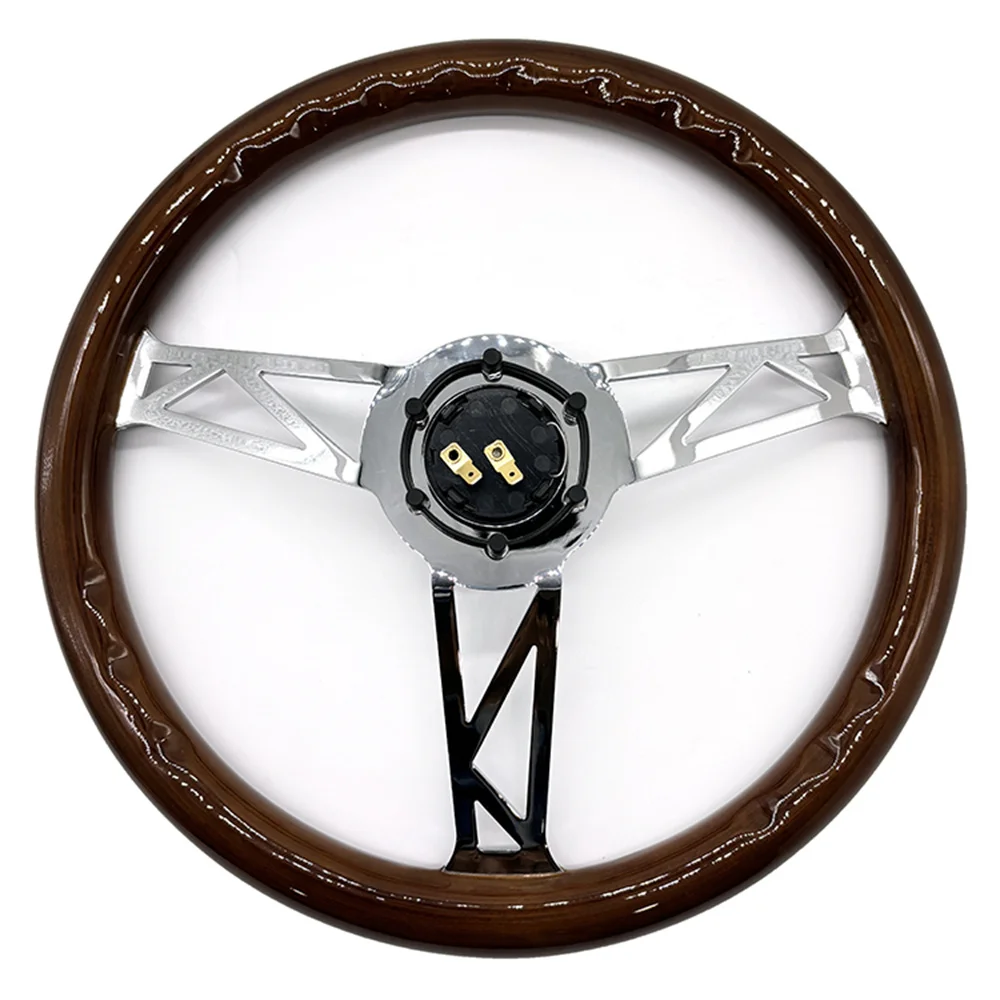 Temperament retro universal 380mm hollow bracket steering wheel racing modified universal drift solid wood steering wheel