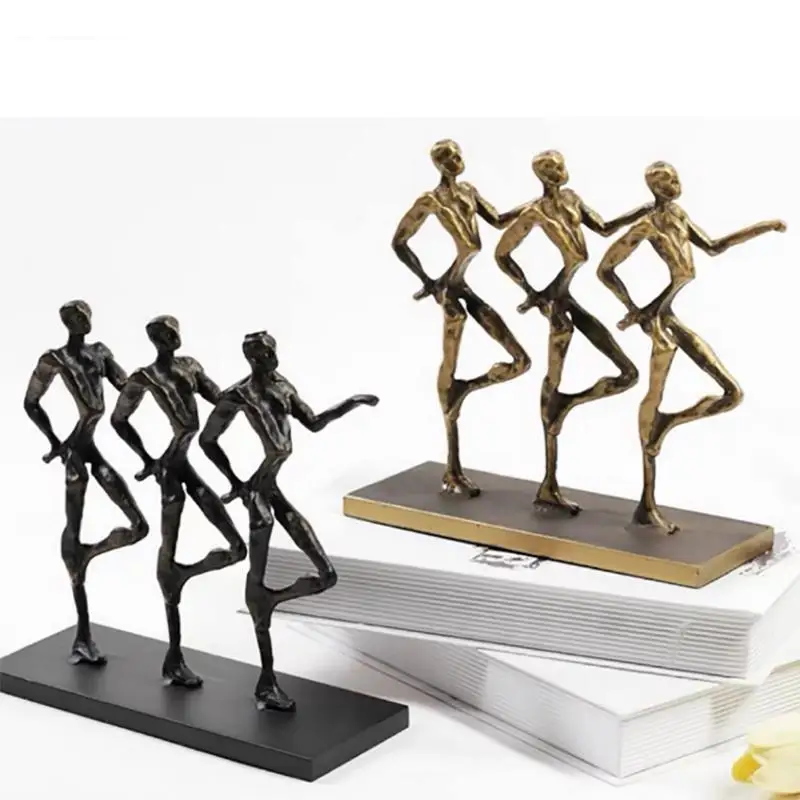 

Three People Black Character Metal Sculpture Desk Decoration Ornaments Alloy Crafts Minimalist Abstract Figures Statue