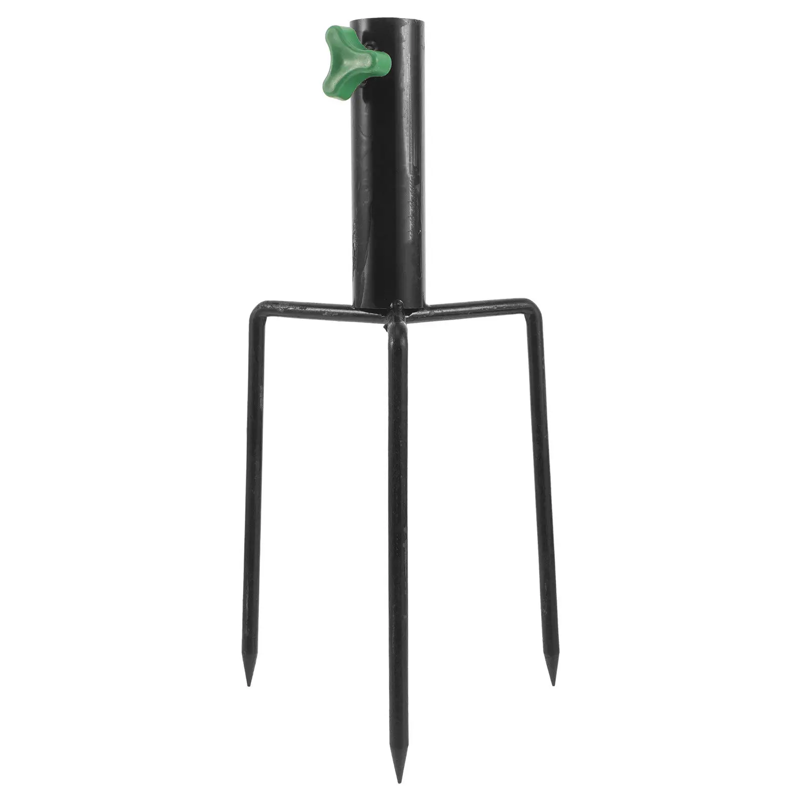 Flag Pole Ground Stake Heavy Duty Metal Stand Base 1.57 Diameter 3 Prong Outdoor Garden Patio Lawn Backyard Flagpole Stabilizer