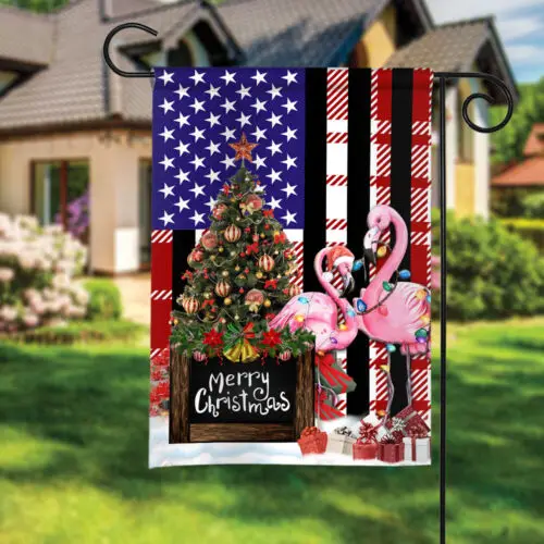 Flamingo Merry Christmas Flag, Pink Flamingo Christmas Tree Lights Flag Gift LLK GGP FFL EEN AAL HHM WZZ yyi