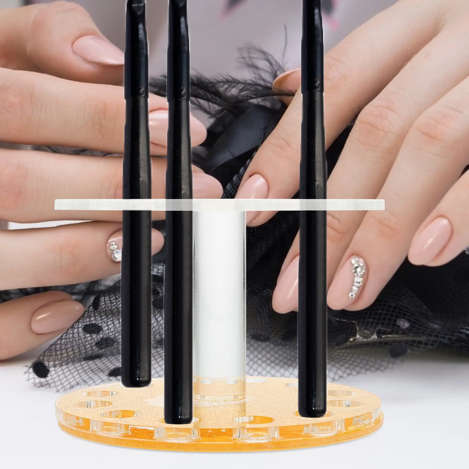 

1 шт. акриловая круглая подставка для маникюрных ручек, устойчивая стойка для хранения инструментов для маникюрного салона, органайзер для принадлежностей