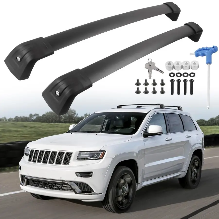 Barras transversales de estante compatibles con Grand Cherokee Altitude amp SRT amp Trackhawk con molduras negras de techo 20112021, negro mate Alu