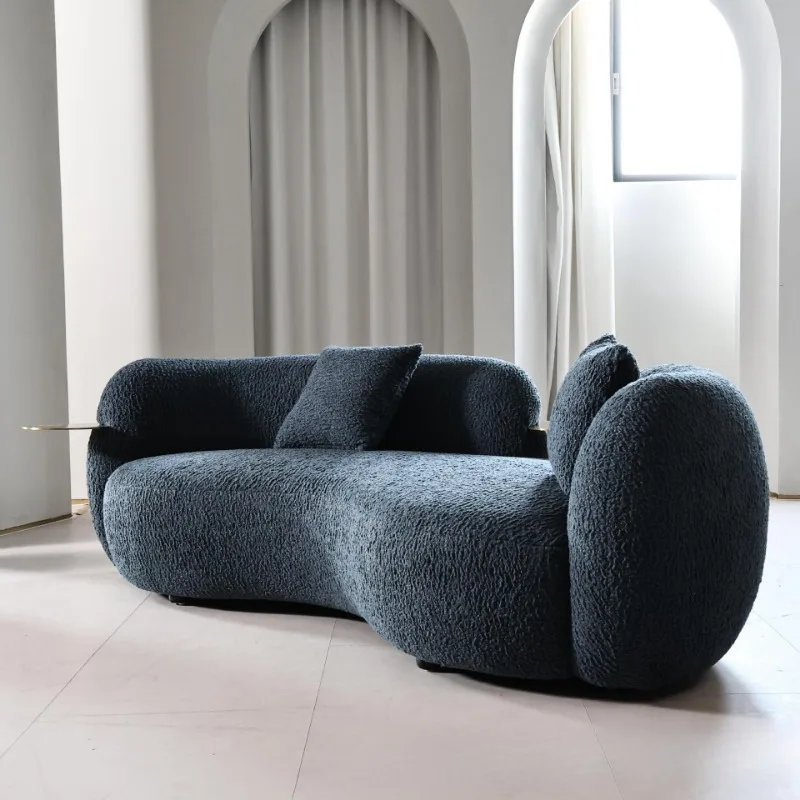 Simple fabric special-shaped sofa living room furniture curved lamb wool fabric
