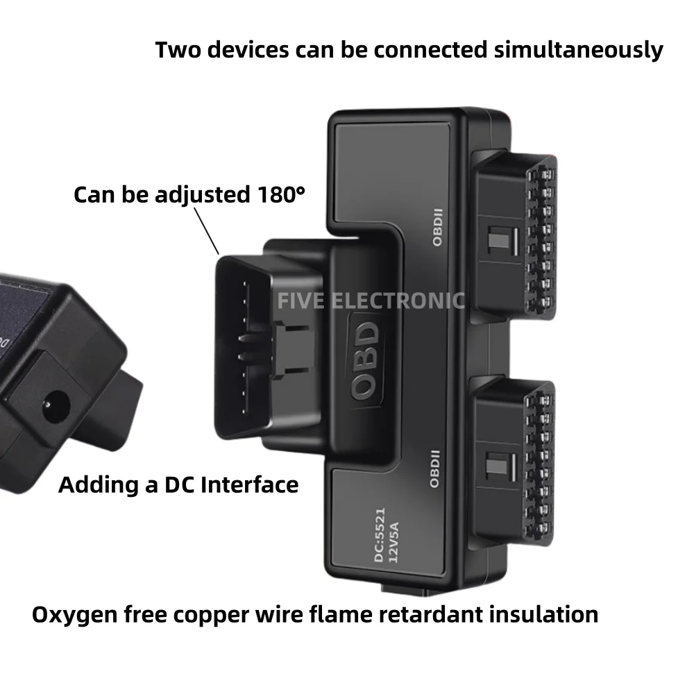 OBD2 Adapter Cable 16-Pin 16-Core OBD Extension Cable Adapter Cable Universal With DC5521