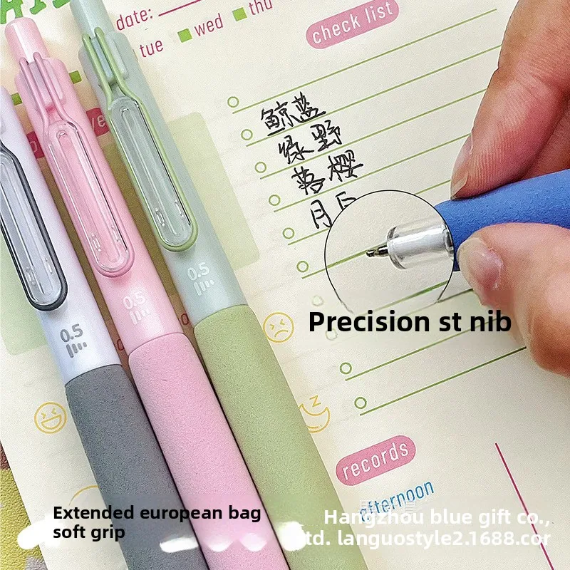 قلم جل صامت للكتابة على نحو سلس، قلم محايد قابل للسحب، مستلزمات مدرسية مكتبية عالية الجودة، قبضة مريحة، إعادة تعبئة الحبر