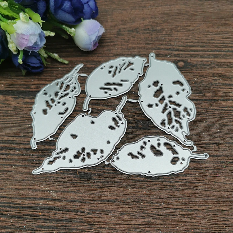 5pcs/setMetal Halloween Leaf Fragment Cutting Dies and Stamp for 2021 Scrapbooking Mold Embossed Stencils Big Shot Paper Card Cr