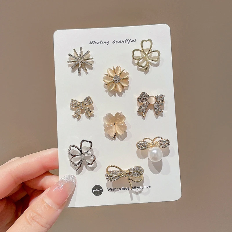 'Fashion Brooch Flower Bow Brooches' For Women Metal Anti-glare Lapel Pin Fixed Clothes Pins Sweater Coat Clothing Accessories