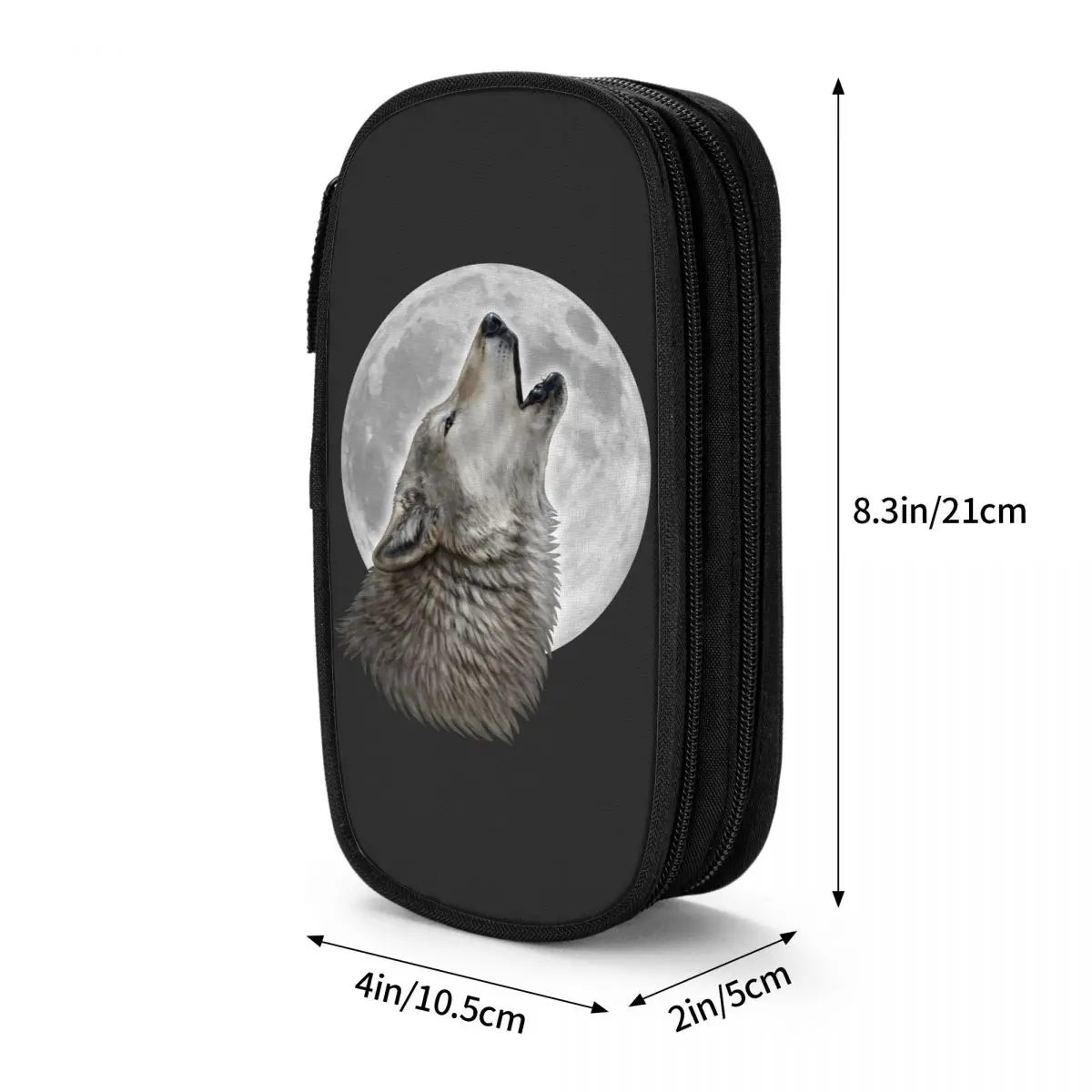 Wolf Howling At The Moon Pencil Cases Fun Pen Bag Girls Boys Big Capacity School Supplies Zipper Pencilcases