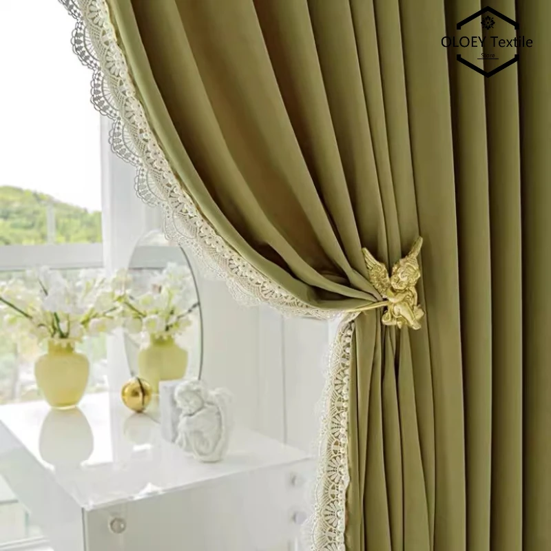 

Designer Double Layer Curtains French Inspired Sheer with Blackout Lining Custom Luxury Drapes Living Room Artistic Embroidered