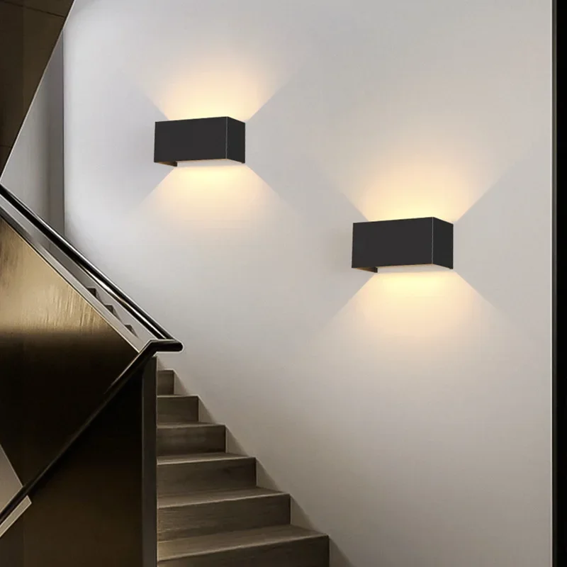 Lámpara de pared para decoración del hogar y el jardín, luces LED ajustables de doble cabeza, impermeable, cuadrada, pasillo, cabecera, dormitorio, luz de pared de fondo