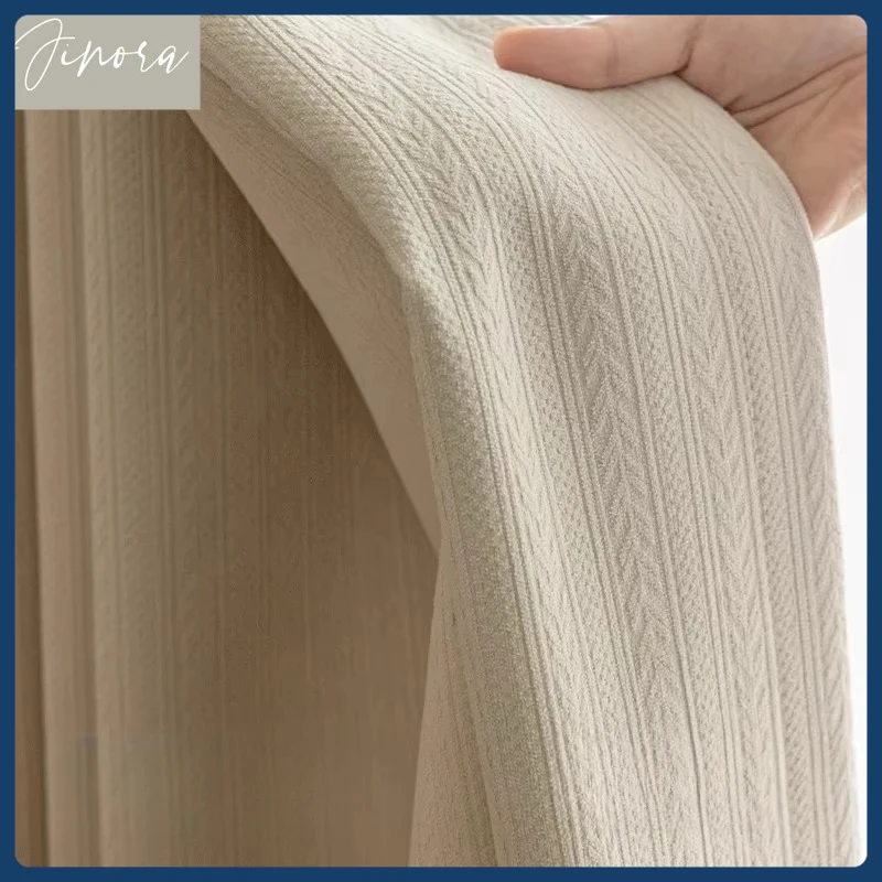 

Luxury Modern Chenille Blackout Curtains Solid Color Textured French Design for Living Dining Bedroom Custom Made Premium Decor