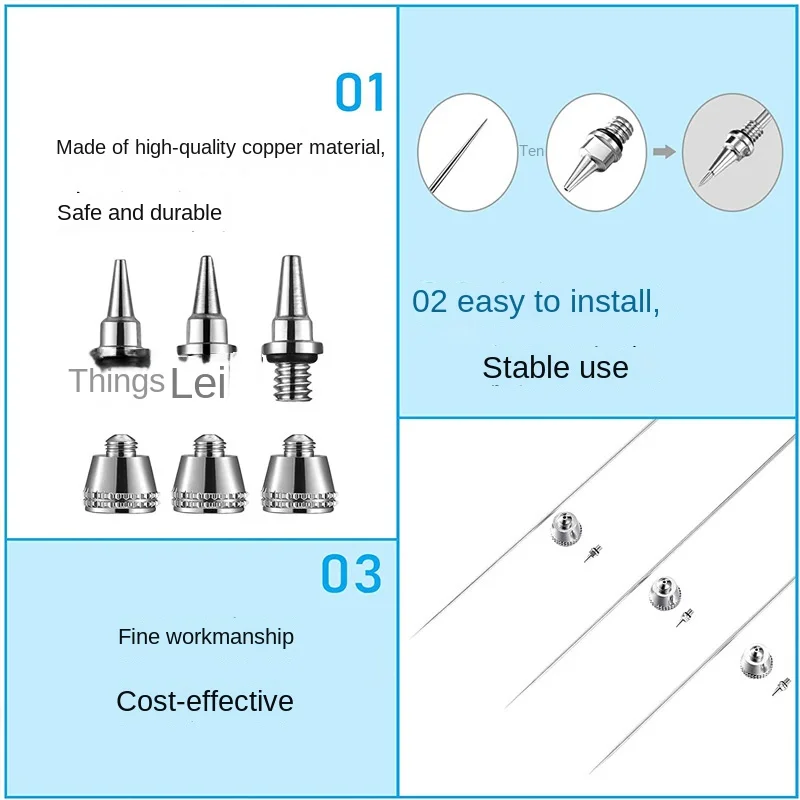 Artistic airbrush parts Gun needle Gun muzzle 0.2/0.3/0.4/0.5 Spray needle injector Gun cap dustproof Marker accessories tool