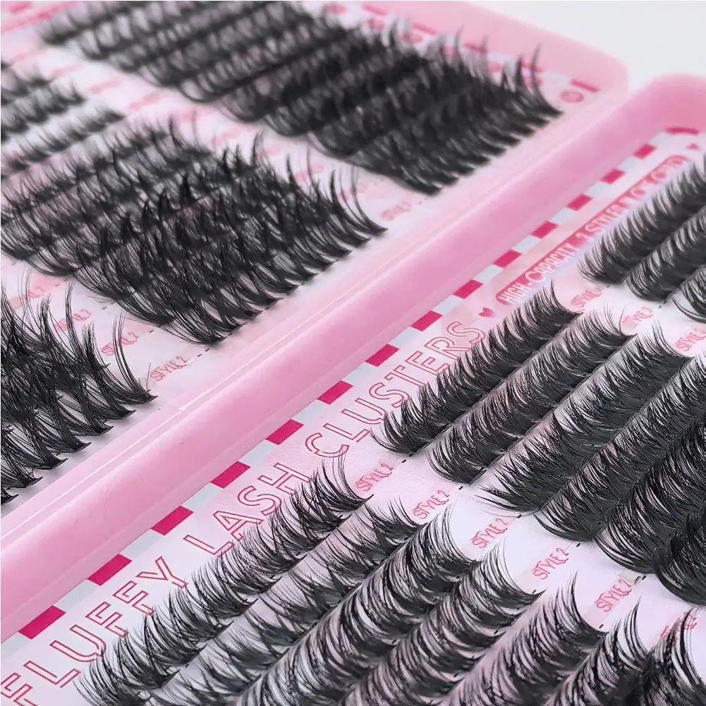 DIYまつげエクステキット まつげ600個 クラスターラッシュ＆シール メイクアップツール まつげ接着用接着剤 アクセサリー