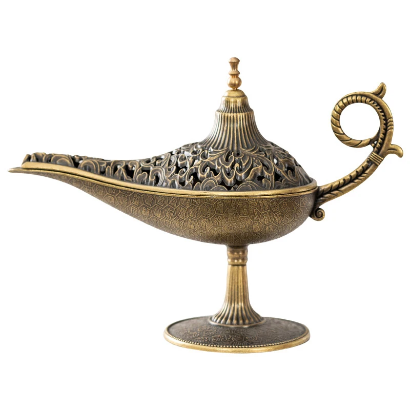 Antique Style Lamp Metal Incense Burner Scented Unscented Candle Holder Home Decor Gift Arabic Incense Burner