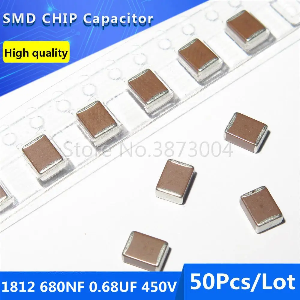 50pcs 1812 680NF 0.68UF 450V 10% Thick Film Chip Multilayer Ceramic Capacitor