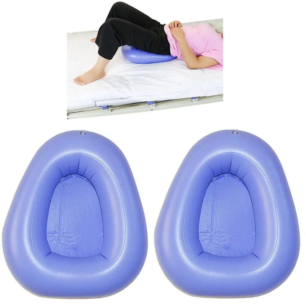 Portable Air Bed Pan Inflatable Potty Cushion Easy Clean Sanitary Aid for Long Term Bedridden Care
