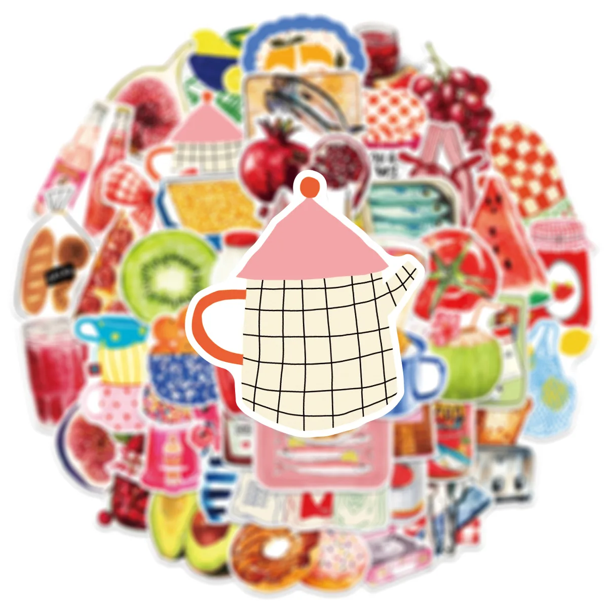 

50PCS Aesthetic INS Style Food Sticker Creative DIY Decoration Mobile Phone Case Notebook Water Cup Skateboard Graffiti Toy Gift
