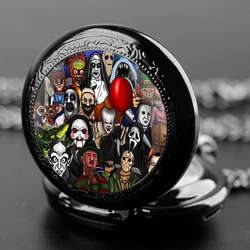 Creative Joker Design Glass Dome Practical Quartz Pocket Watch Fob Chain Necklace Mens Kids Gifts Clock Halloween Gifts