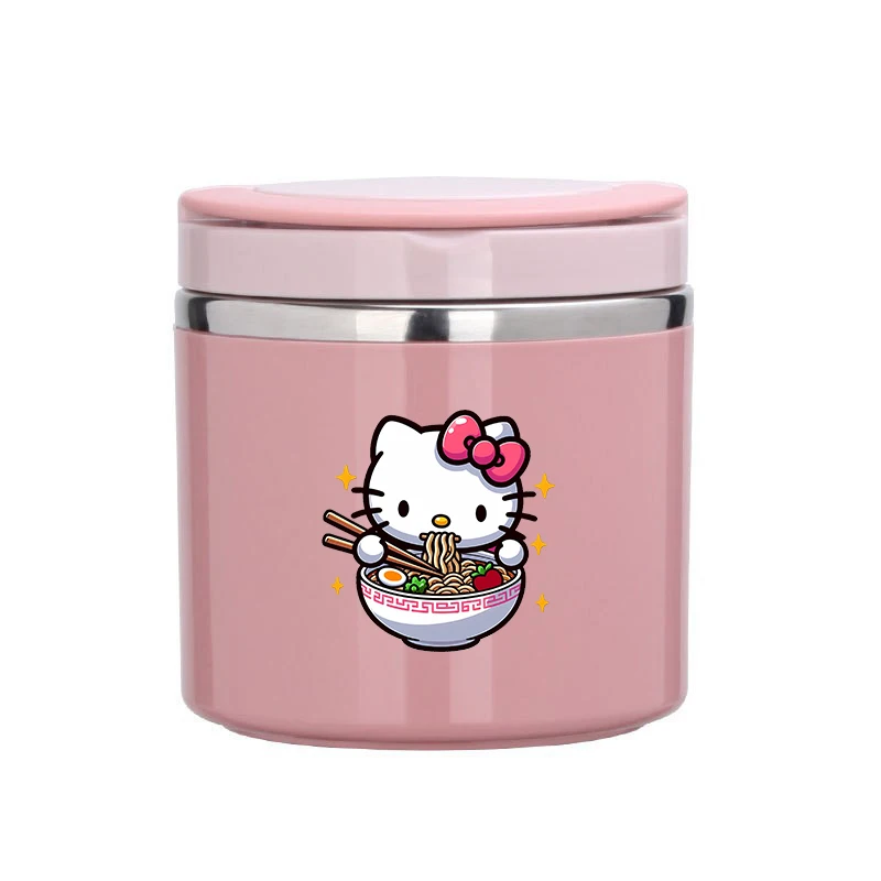 630ml HelloKitty Food Thermal Jar Insulated Soup Cup Stainless Steel Cup Lunch Box with Handle Portable Sealed Bento Box Gift