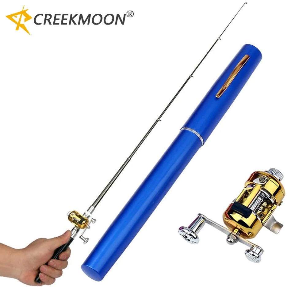 Mini Pocket Ice Fishing Rods Portable Telescopic Pen Shape Fishing Pole and Reel Combos Set Wheel Outdoor for River Lake Fishing