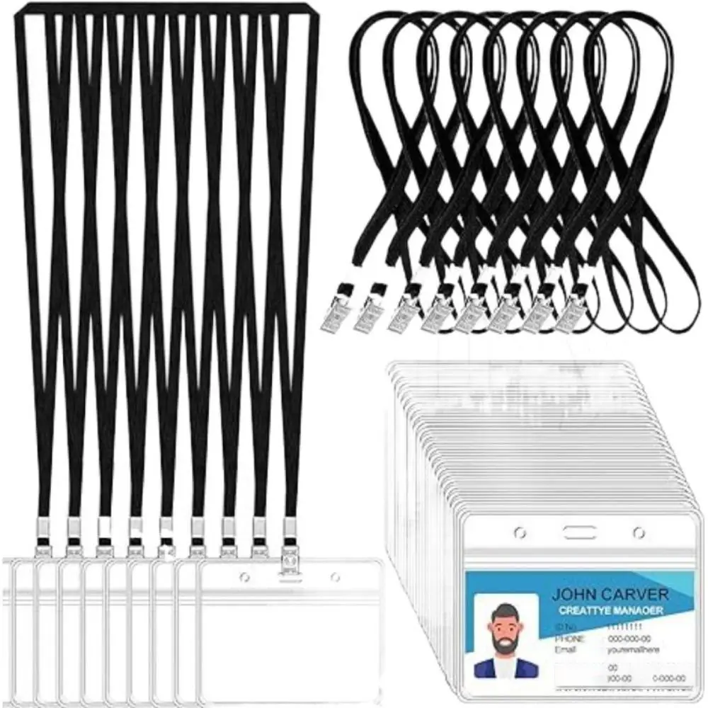 Impermeável Nome Plate Card Bag com colhedor, Transparente, PVC, ID Card Holder, Novo