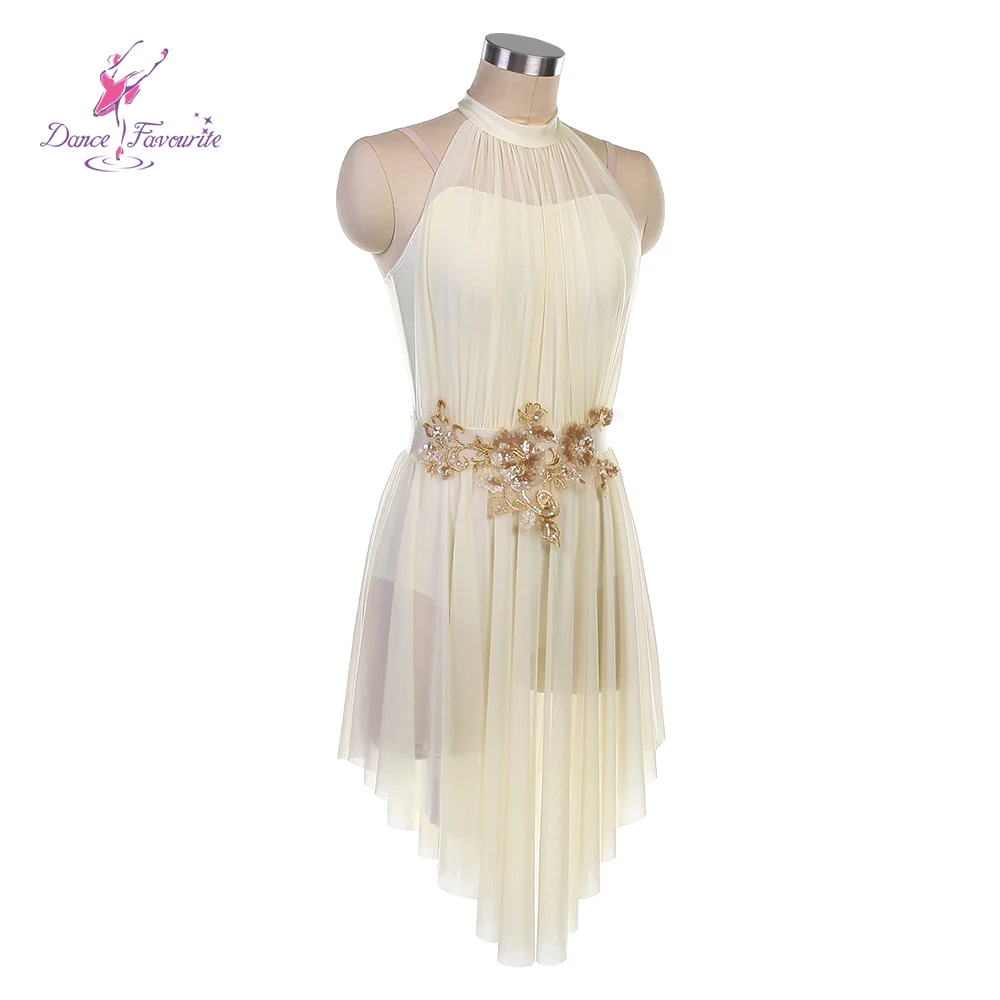 2026 جديد العاج دنة مع شبكة فستان طويل فستان الباليه الغنائي أزياء رقص DF25136B #3