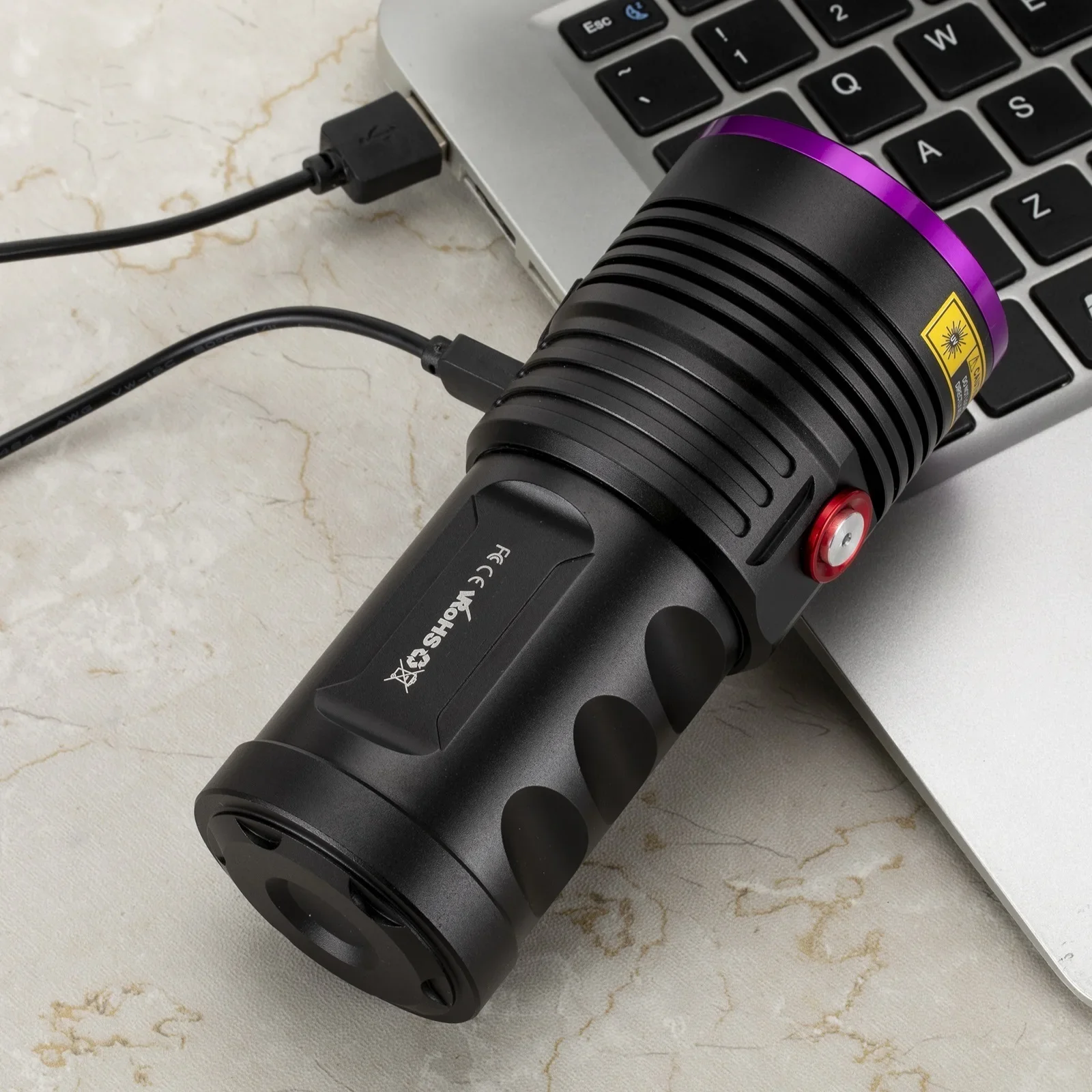 AloneFire UV Powerful Ultraviolet Flashlight 6x365nm Rechargeable Torch Light for Curing Money Ore Scorpion Fluorescent Detector