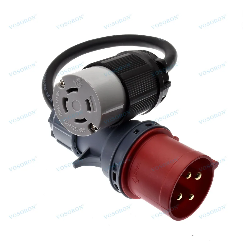 32A 2P+E+N CEE Plug to NEMA L14-30R Socket 4x6mm Power Extension Cable