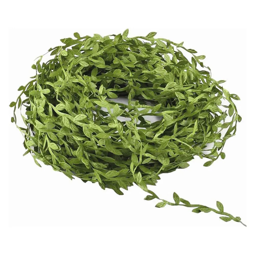 

10/20 Meters Silk Leaf-Shaped Handmake Artificial Green Leaves For Wedding Decor DIY Wreath Gift Scrapbooking Crafts Fake Flower