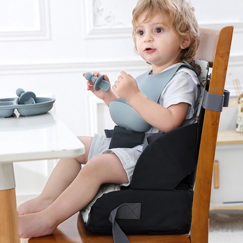 Travel Friendly Child Booster Seating for Dining, Height Increase Pad with Supportive Back and Secure Buckles