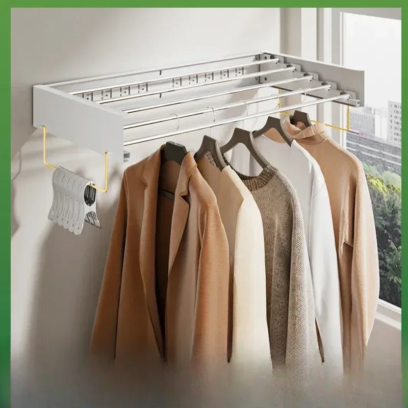 Cross border processing indoor folding clothes hanger wall hanging invisible clothes hanger balcony hanging rod hidden towel