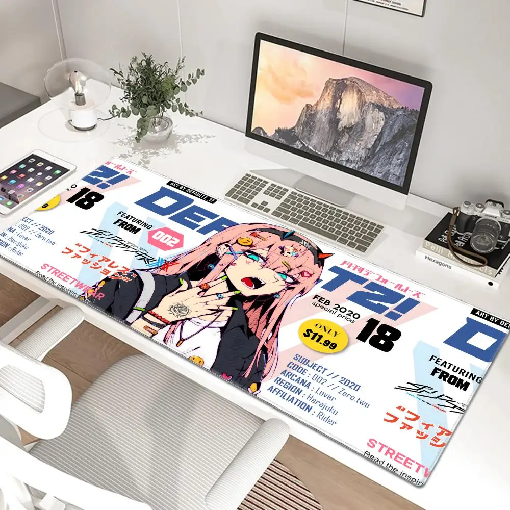 

Cute Zero Two Girl Mousepad New Large Gamer Anti-slip Keyboard Carpet 40x90cm Darling in the Franxx Rubber Soft Computer Deskmat
