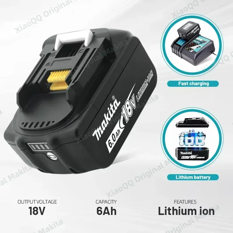 Original Makita Rechargeable Power Tool Battery, Replaceable LED Lithium-ion, 6.0 Ah18V LXT BL1850 BL1860B BL1860 BL1830 battery