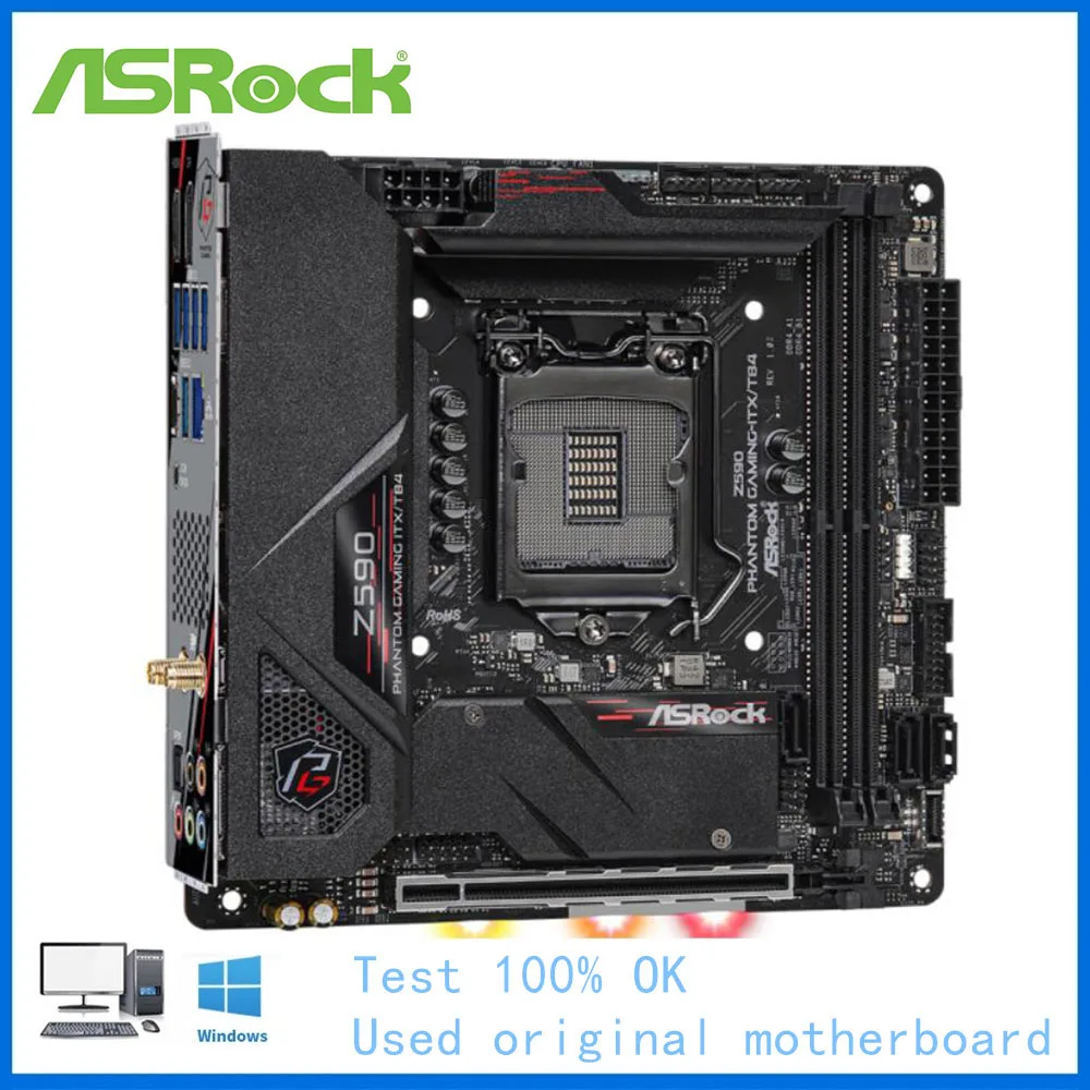 Imagem -02 - Itx Mini Usado para Asrock Z590 Fantasma Gaming-itx Tb4 Soquete Lga1200 Ddr4 Desktop Mainboard 11th 10th Gen Placa-mãe Z590 Z590i