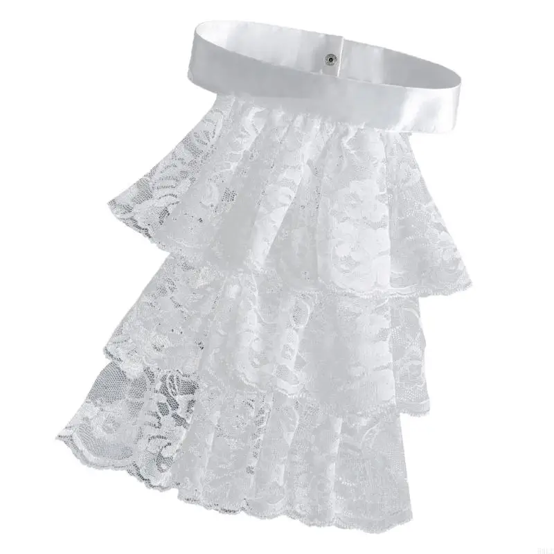50LE Elegan Detachable Ruffled Ruffled Jabot Collar Costume Accessory Untuk Panggung Pertunjukan