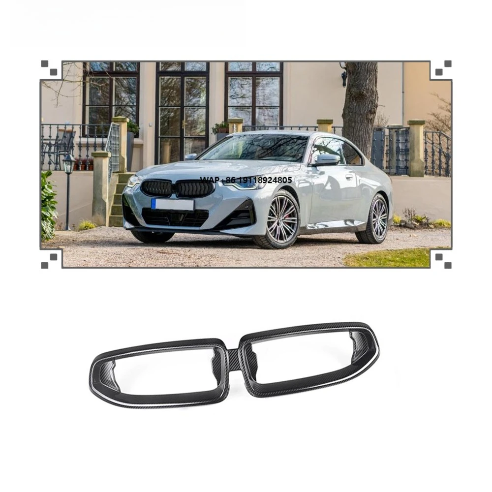 

G42 2 Series Prepreg Dry Carbon Glossy Black Front Grille Grill Cover Trims 2021-2022 for