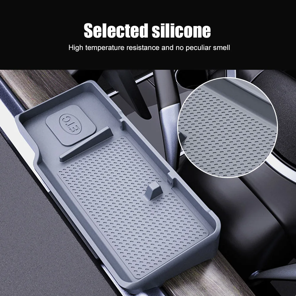 

NEWCar Dashboard Console Storage Box Tissue Holder Anti-Slip Mat Phone Holder Stand For Tesla Model 3 Y Car Interior Accessories