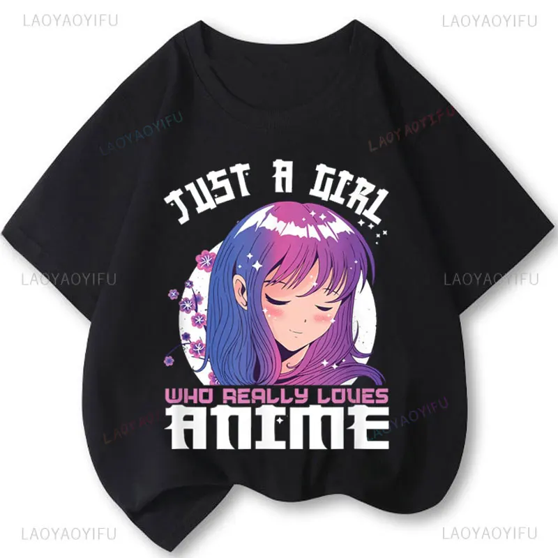هدايا أنيمي للفتيات في سن المراهقة مجرد فتاة تحب قميص الانمي مادة رخيصة البوليستر عادية س الرقبة قميص صيفي Otaku #1