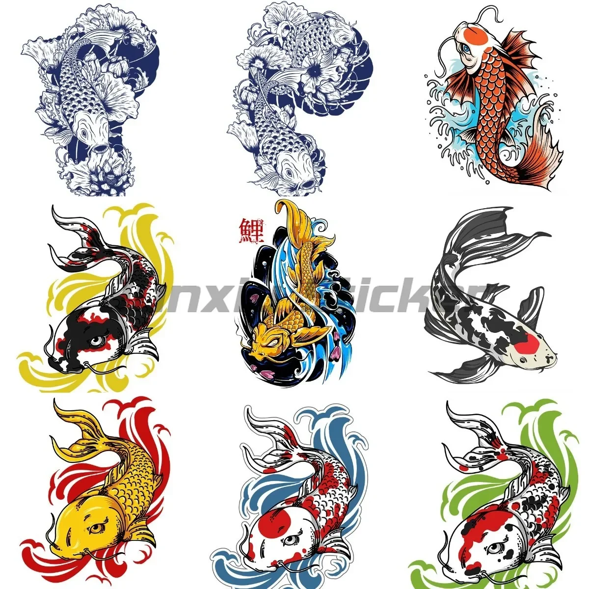 Chinese Style Lucky Koi Sticker Car Bumper Laptop Moto Wall Rooms Truck Helmet Room Book Customizable Stick It Anywhere You Like